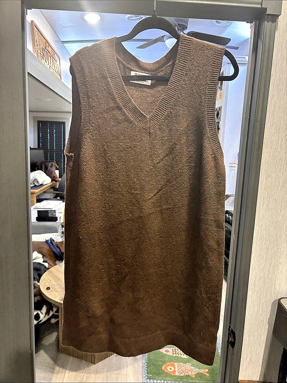 Old Navy V-Neck Sweater Dress Brown Size Large